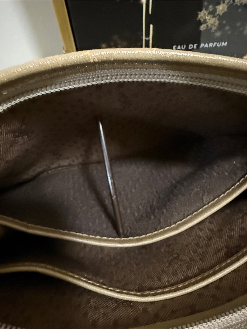 Yves Saint Laurent Gold Textured Toiletry Bag with YSL Oval Medallion - Picture 11 of 16